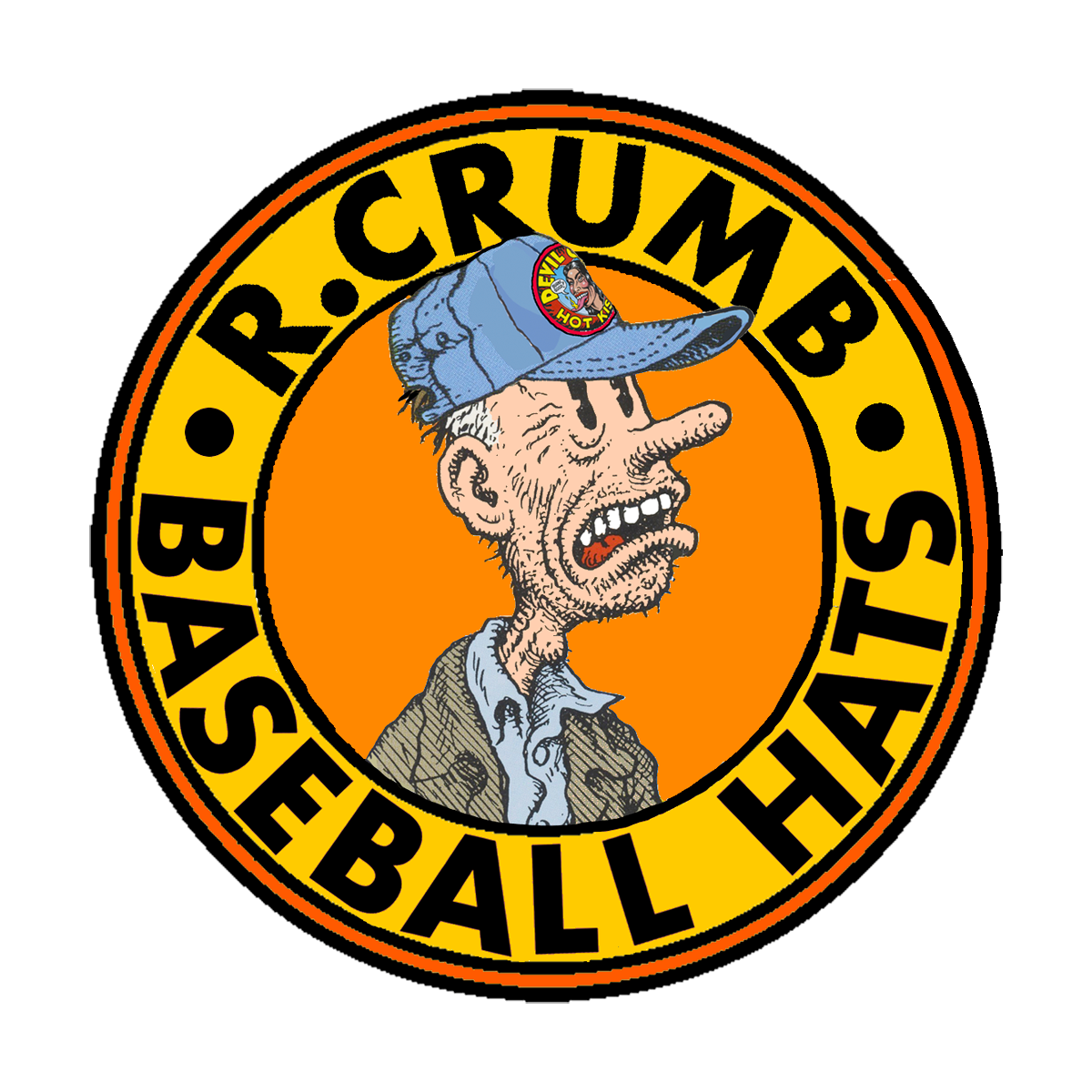 Robert Crumb baseball hats cartoon logo