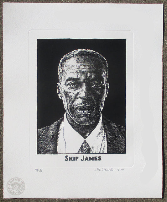 Skip James etching print from 2019