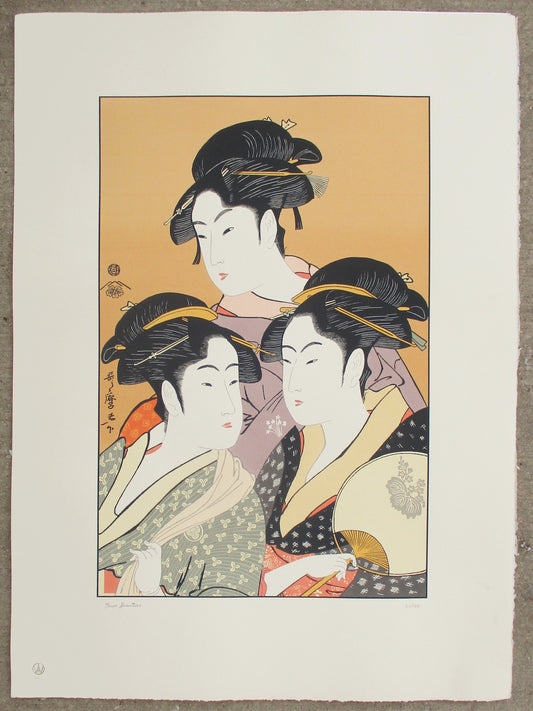 THREE BEAUTIES by UTAMARO serigraph print