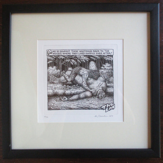 Whiteman Meets Bigfoot Etching from the Dr. Burstein Collection