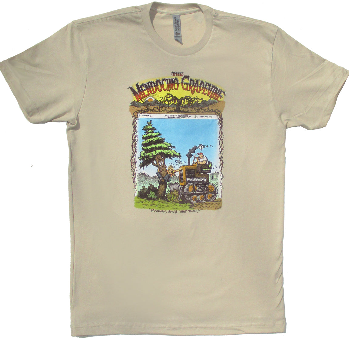Woodman Spare That Tree! on Next Level Cream t-shirt